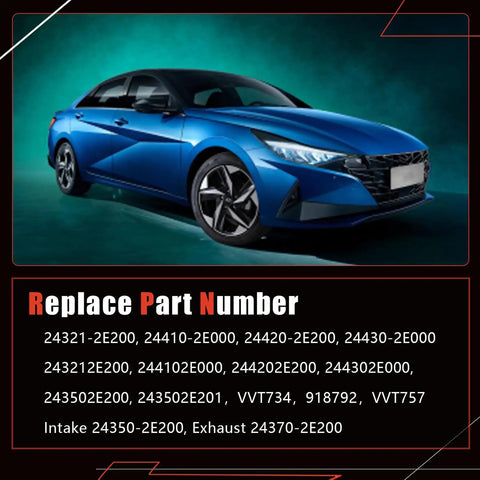Hyundai Elantra 2014 2016 with replace part numbers for timing chain kit with intake and exhaust CVVT gear sprockets.