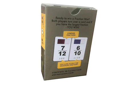 Fun Fractions Battle Card Game For Kids Second Through Fifth Grade Fast Paced Math Showdown game box with fraction cards