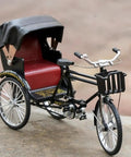 Heavy Duty Alloy Vintage Rickshaw Model With Old School Charm And Historical Precision Solid Metal Antique Tricycle Figurine showcasing details and design.