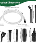 All In One Micro Cleaning Kit For Vacuums, vacuum attachments including brushes, nozzles, and dimensions for 1.25-inch fit.