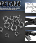 121 Pcs 12 Size Spring Band Hose Clamps Set 7-22mm Includes Fuel Silicone Vacuum Hose Clips Low Pressure Air Clip Fasteners