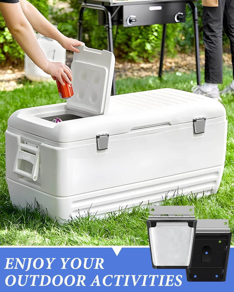 Cooler with installed Cooler Hinges And Latch Replacement Kit For Igloo Coolers, outdoor use, attention on hinges and latches
