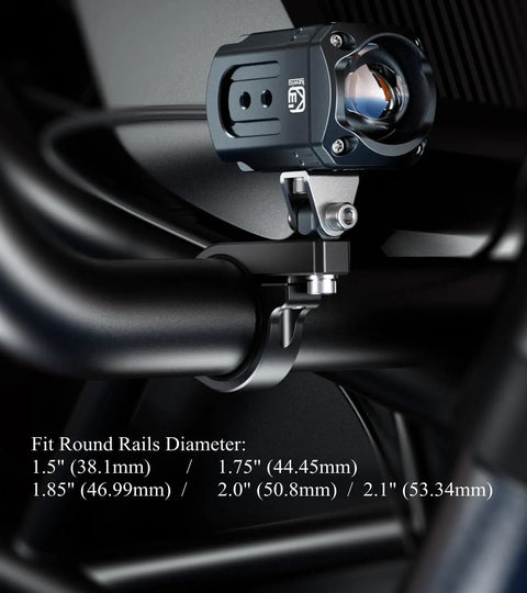 Beefy Aluminum Off Road Led Light Bar Mounts Set Of 2 for round rails and roll cages fits 1.5, 1.75, 1.85, 2.0, 2.1 inch diameter bars