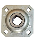 Flanged Disc Bearing Unit for Farm Disc Harrows With 1-1/8 Inch Square Bore, Heavy Duty Replacement Bearing, top view of metal unit