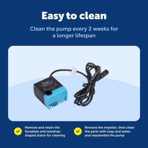 Drinkwell Replacement Pump, Quiet OEM Upgrade With Power Adapter, Easy To Clean Instructions Display