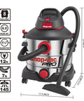 8 Gallon 6 Peak HP Wet Dry Vacuum For Home Garage And Workshop With Built In Drain And Multifunction Attachments