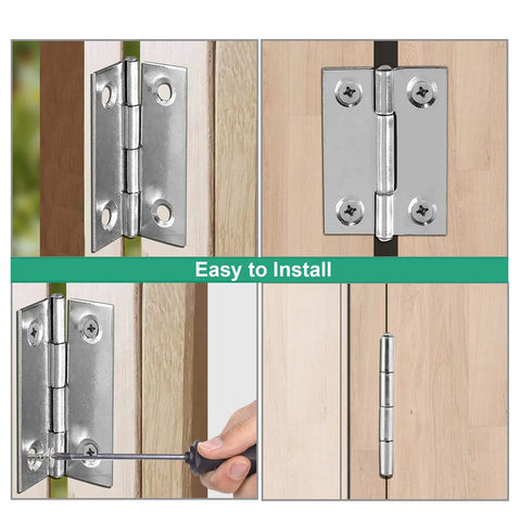 10 Pack 1 Inch Stainless Steel Butt Hinges With 42 Mounting Screws For Cabinets Doors And Small Boxes Durable Rectangle Hinge Set
