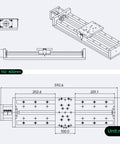 Technical diagram of 400mm Travel CNC Linear Stage Motion Actuator With X, Y, Z Axis Cross Sliding Table dimensions and structure