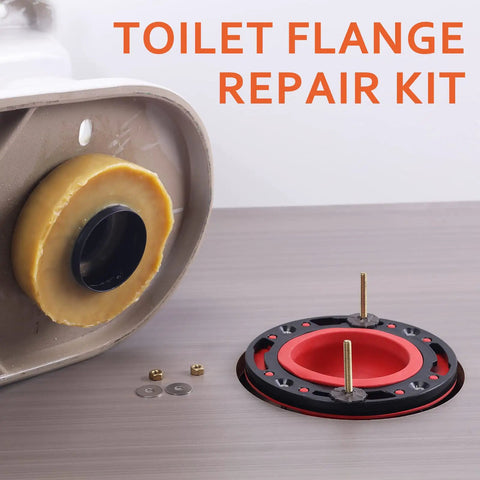 Universal Toilet Flange Repair Kit For 4 Inch And 5 Inch Drain Lines Including Special 3 Inch Connections displayed on a table