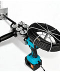 Liuyunfei Electric Cable Puller Wire Stringing Machine Fish Tape Threader with black wire on reel and six wheel drive system.