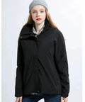 Custom Women’s 3-In-1 Ski Jacket for Outdoor Adventures, Weather-Ready Waterproof and Windproof Snow Coat, Black, Size XL
