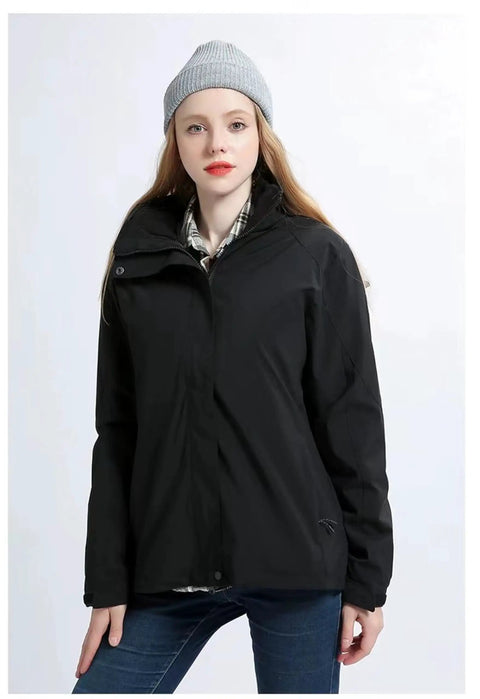 Custom Women’s 3-In-1 Ski Jacket for Outdoor Adventures, Weather-Ready Waterproof and Windproof Snow Coat, Black, Size XL
