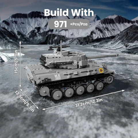 Dope RC Tiger Tank Building Set With 971 Pieces Dual Remote And App Control WW2 Military Tank Model on icy terrain