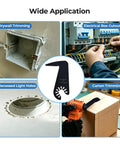 Jab Saw Blades For Drywall And Carton Universal Oscillating Multi Tool Blades illustrating wide application in drywall, electrical boxes, light holes, and carton trimming.