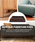 Image showing set of 8 2x2 square rubber furniture caster cups with anti-slip floor grip protecting wooden and carpeted floor surfaces.