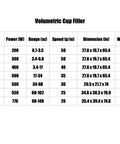Specifications table for Commercial Automatic Volumetric Cup Filler Packing Machine Built Like A Tank For Rice Coffee Beans Peanuts And Sugar.
