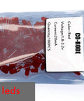 Hella Bright 5mm LED Diodes 100 Pack in clear bag showing red diffused round bulbs for DIY kits and circuits.
