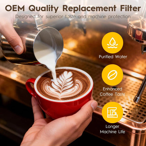 Two Pack Water Filters With Two 250ml Universal Descaler Bottles For Compatible Coffee Machines Plug N Play Easy Fit Replacement Kit Keeps Brew Quality Prevents Scale Prolongs Machine Life, coffee filter use