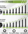 Massive M3 Screw And Nut Assortment Kit with M3 Hex Socket Button and Cap Head screws from 4mm to 35mm sizes displayed.