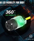 8 Piece Lighted Extension Cord End Replacements Set For NEMA 5-15P To NEMA 5-15R, 15 Amp 125 Volt, 2 Pole 3 Wire Grounding, Straight Blade, 360 Degree LED Power Indicator, DIY Friendly, UL Listed, Black; 360 LED visible plug end