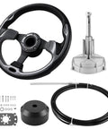 Boat Steering System With Thirteen Foot Cable Outboard Steering Kit Three Quarter Inch Standard Tapered Shaft Beefed Up Wheel Included