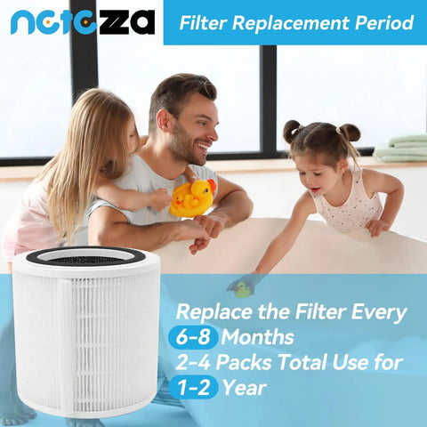 Family playing near 2 Pack Replacement Filter for H7126 Mini Air Purifier 3 in 1 True Air Filter with Activated Carbon and Pre Filter