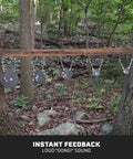 Five Pack AR500 Steel Gong Targets Set For Range Training hanging in forest for shooting practice