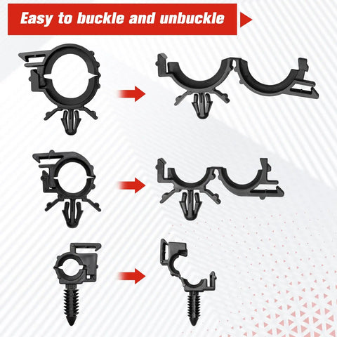 Ultimate 150 Pcs Nylon Self Locking Cable Ties And 30 Wire Harness Clips Kit showing easy buckle process.