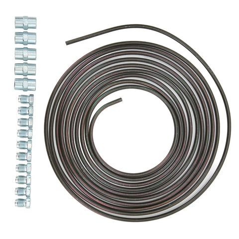 Copper Nickel Plated 16.4 Ft Brake Line Kit For Hydraulic Braking And Fuel Systems Easy To Bend And Install Heavy Duty Copper Tubing With 0.028 Inch Wall To Resist Rust For Home And Commercial Use coiled with 10 nuts