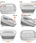 Steps to collapse 2.6 Gallon Collapsible Wash Basin With Drain Plug For Baby Bottles And Dishes, Big Capacity Portable Sink