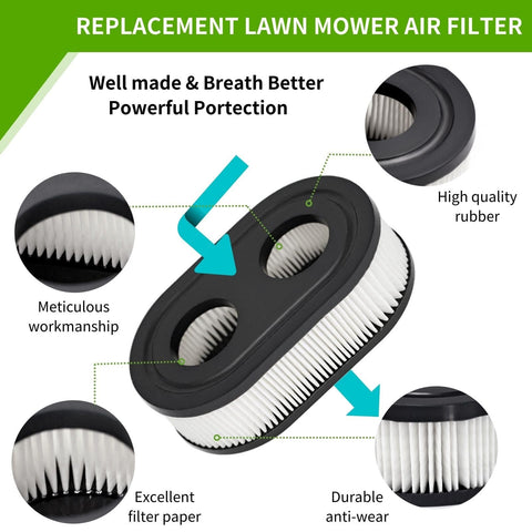 Air Filter Cover And Filter Replacement Kit For Lawn Mower Engines Fits 093J02 09P700 with rubber border and filter paper