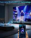 Ultra Bright 4K Outdoor Projector With WiFi 6 And Bluetooth 5.3 Netflix Ready shown with Bluetooth connection to phone