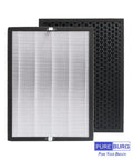 Replacement Filter Set For Aiper KJ200 And FAMREE FA500 Air Purifiers with H13 HEPA and carbon filters, front and back view