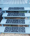 Outdoor Non Slip Rubber Stair Treads Set Of 4 With Stay On Kit Butterfly Design Anti Slip Mats For Steps 30 X 10 Inches