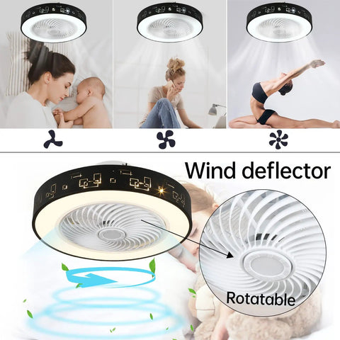 Dope Black Iron Ceiling Fan With Remote Control And Dimmable LED Lights 48W Industrial Enclosed Low Profile 19 Inch Indoor Fan