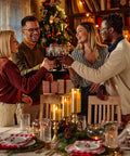 Flameless Led Candles Flickering Real Wax Look Pillar Candles with Moving Flame on table during festive home gathering