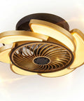 17-Inch Bladeless Ceiling Fan Light, Remote, 6-Speed, Low Profile, Gold with enclosed blades and warm lighting design.