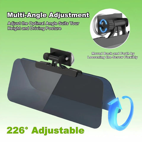 Magnetic Golf Cart Sun Visor With Polarized Anti Glare 226 Degree Adjustable mechanism shown in close-up.