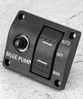 3 Way Marine Bilge Pump Panel With LED Indicator Built In 15A Circuit Breaker 12V 24V DC 3 Position Automatic Off Manual Rocker Switch For Boats Boat Accessory Control