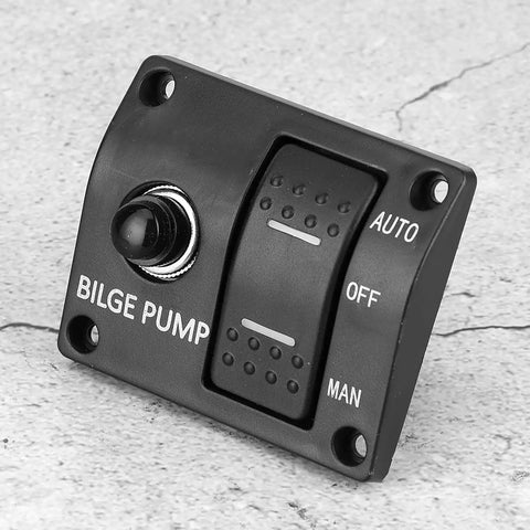 3 Way Marine Bilge Pump Panel With LED Indicator Built In 15A Circuit Breaker 12V 24V DC 3 Position Automatic Off Manual Rocker Switch For Boats Boat Accessory Control