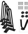 10 Inch Black Hairpin Furniture Legs 4 Pieces Heavy Duty Metal Table Desk Legs With Screws And Bonus Rubber Floor Protectors Supports Up To 300 Lbs Rust Resistant Powder Coat Finish For DIY Furniture Makeovers displayed on white background