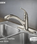 No Fuss Fix With Badass Power Clean Spray And Slick Spot Resist Stainless Finish For Kitchen Or Laundry Sink Quick Connect Tool Free Mount Heavy Duty One Handle Pullout Faucet Setup, sleek stainless faucet mounted on sink.