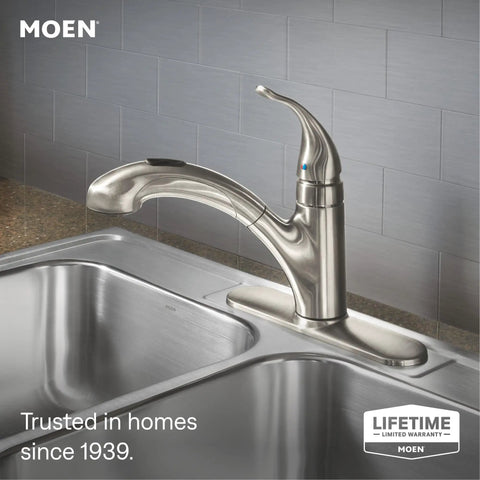No Fuss Fix With Badass Power Clean Spray And Slick Spot Resist Stainless Finish For Kitchen Or Laundry Sink Quick Connect Tool Free Mount Heavy Duty One Handle Pullout Faucet Setup, sleek stainless faucet mounted on sink.