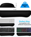 Cozy Memory Foam Keyboard Wrist Rest With Non Slip Base For Comfort And Pain Relief Ergonomic Mouse Pad Rest showing size and compatibility.