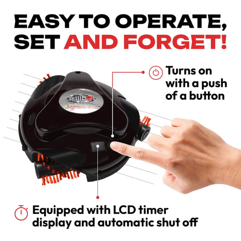 Automatic Grill Cleaning Robot Nylon Brushes Electric BBQ Cleaner Hands Off Motorized Power Cordless Rechargeable Grill Scrubber