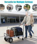 2 In 1 Heavy Duty Stair Climbing Platform Cart Aluminum Workhorse Folds Flat To Haul Appliances Or Moving Gear Without Breaking A Sweat 1000 Lbs Rolling Dolly loaded with suitcases in an outdoor setting.