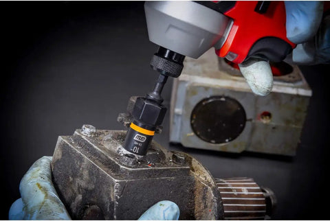 Using 28 Piece 1/4 Inch And 3/8 Inch Drive Bolt Biter Impact Extraction Socket Set With Laser Etched Size Markings for fastener removal