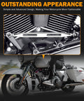 Chrome Shift Linkage Gear For Harley Touring Softail Trike Road King Electra Street Glide 1986 Through 2024 Replacement Upgrade With Smooth Shifting Heavy Duty Fit And Biker Grade Precision For OEM Controls. Chrome billet linkage on Harley touring engine