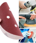 Six Inch 150 Mm Sanding Discs With Hook And Loop Aluminum Oxide Grits From 60 To 2000 For Orbital Sanders shown in use.