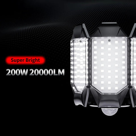 Deformable 200W LED Garage Light With PIR Motion Sensor 20000LM Shop Ceiling Light Motion Activated Brightness No Fuss